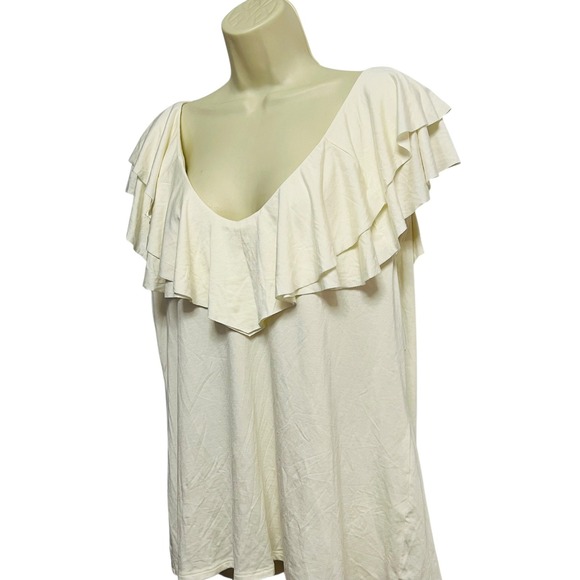 Rachel Pally Amber Top‎ Plus Size 2X Ivory Ruffle V-Neck NWT $167 Modal Blend - Picture 14 of 14